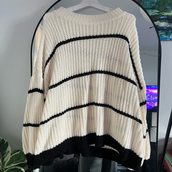 Cream and Black Striped Sweater - Picture 2 of 5